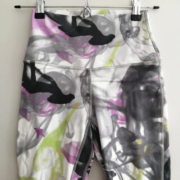 Lululemon Align Leggings High Rise 17" Crop Throwback Print White Green Purple 4 - Picture 5 of 15